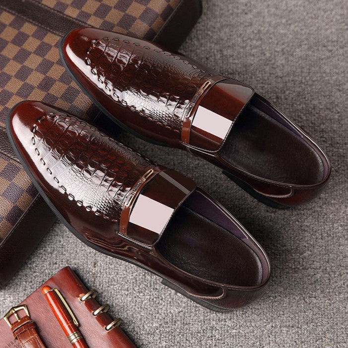 🐂Cuero🐂zapatos de piel con punta de cocodrilo