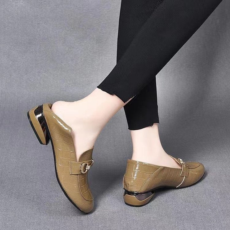 🐂Cuero🐂Zapatos de mujer de piel auténtica con efecto espejo a cuadros
