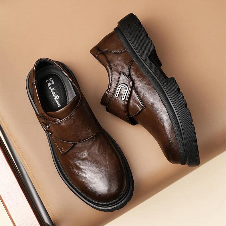 🐂Cuero🐂Zapatos Derby transpirables de suela gruesa