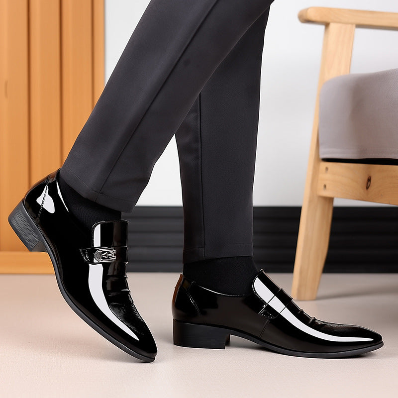🐂Cuero🐂Zapatos casuales de cuero con efecto espejo para negocios