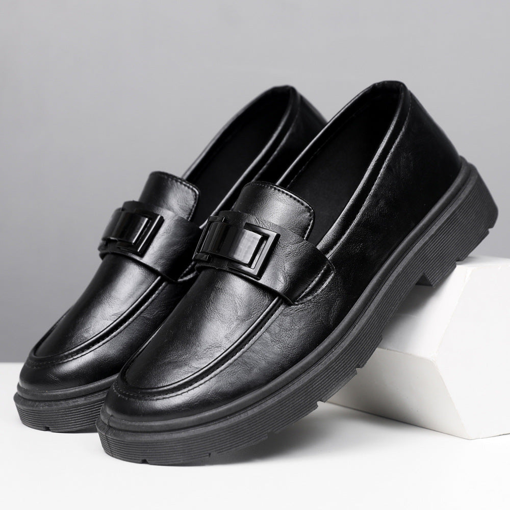 🐂Cuero🐂Zapatos de hombre con punta redonda y parche