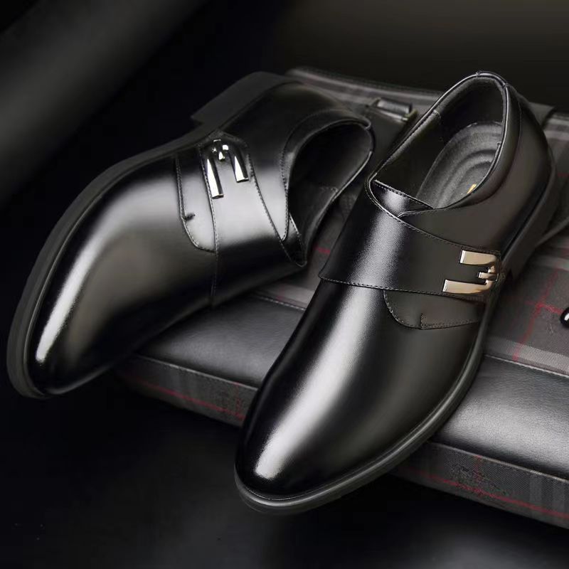 🐂Cuero🐂Zapatos casuales de negocios con hebilla de cuero para hombre