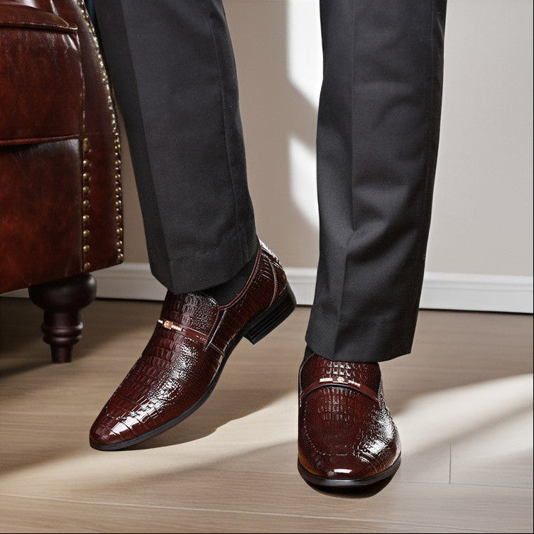 🐂Cuero🐂zapatos de piel con punta de cocodrilo