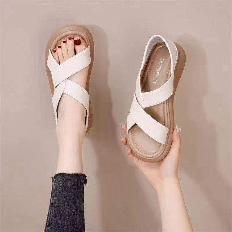 Sandalias de cuero suave para mujer
