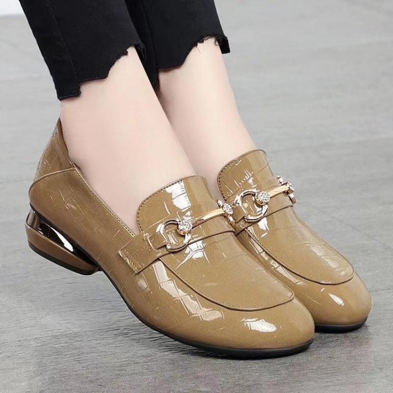 🐂Cuero🐂Zapatos de mujer de piel auténtica con efecto espejo a cuadros