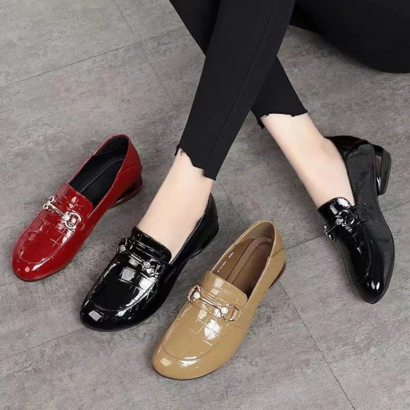 🐂Cuero🐂Zapatos de mujer de piel auténtica con efecto espejo a cuadros