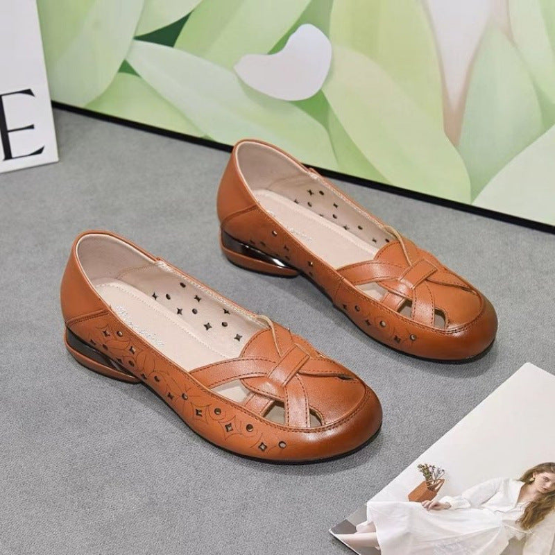 Sandalias planas caladas para mujer