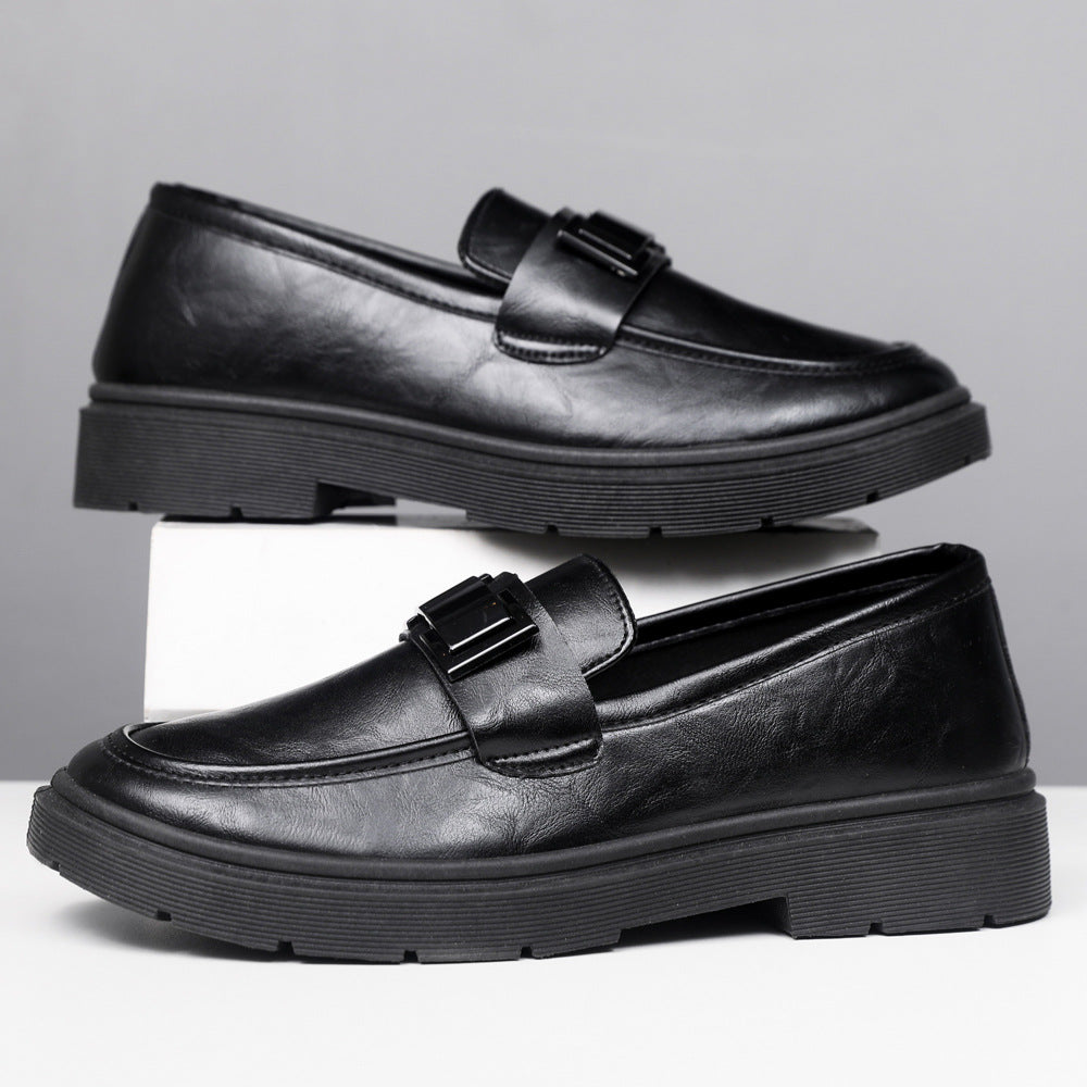 🐂Cuero🐂Zapatos de hombre con punta redonda y parche