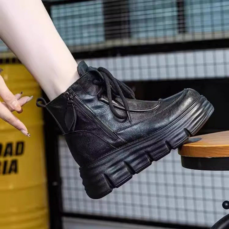 Botas militares de plataforma para mujer, estilo británico