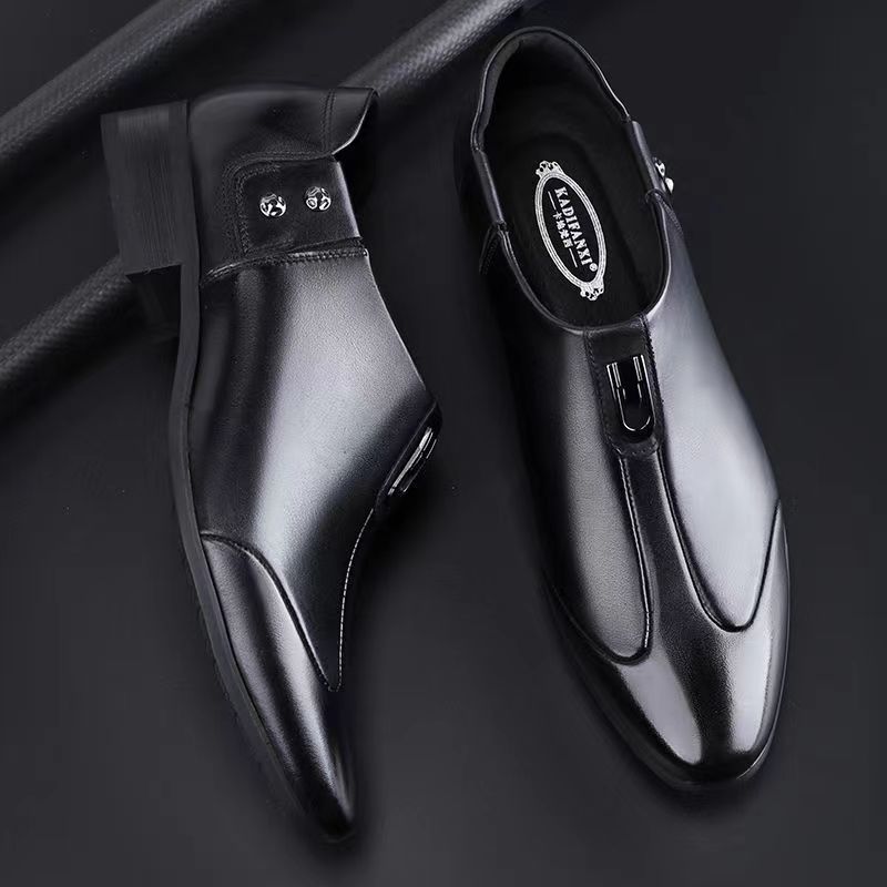 🐂Cuero🐂Zapatos Oxford sin cordones para hombre