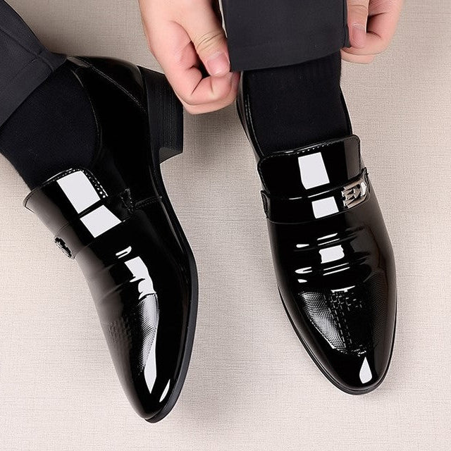 🐂Cuero🐂Zapatos casuales de cuero con efecto espejo para negocios