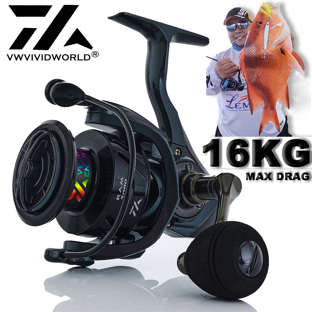 Carrete de pesca totalmente metálico