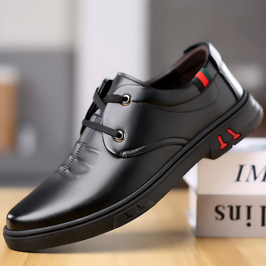 🐂Cuero🐂Zapatos casuales de cuero de caña baja para hombre
