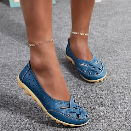 【Protección de los pies】Zapatos casuales transpirables y huecos sin cordones para mujer