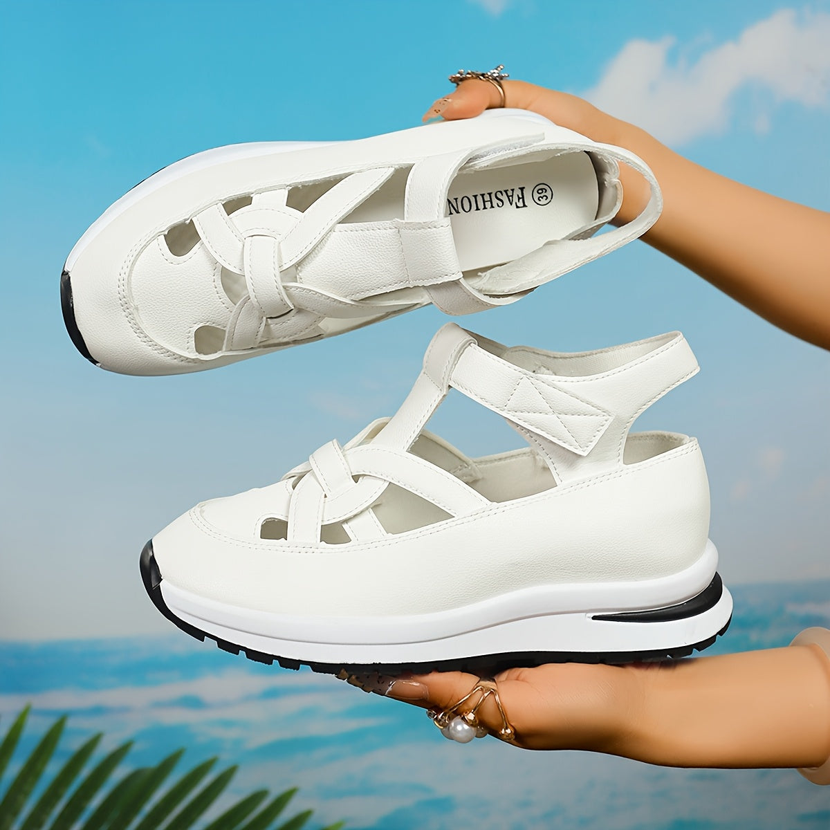 【Protección de los pies】Sandalias de cuña con velcro para mujer