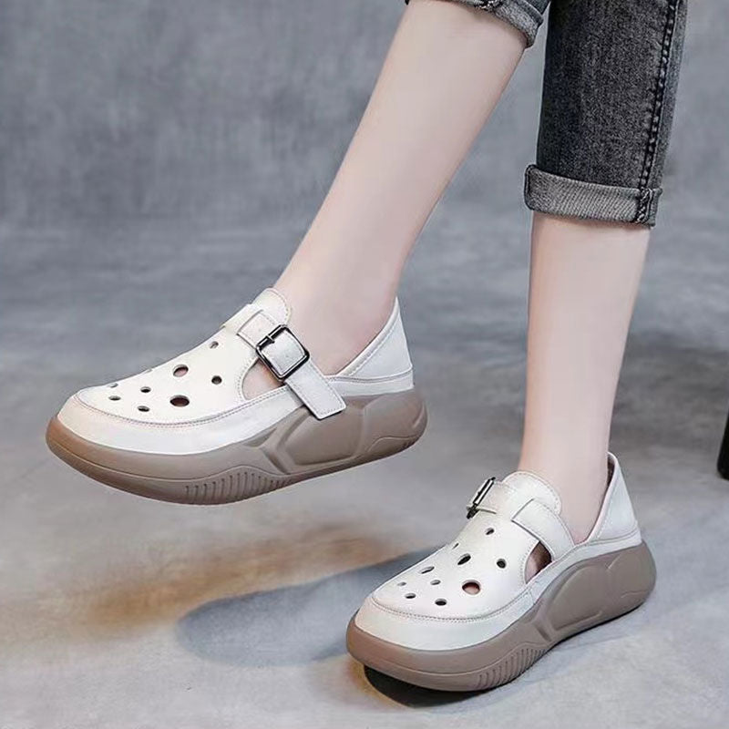 Sandalias tipo gladiador de piel suave con aberturas