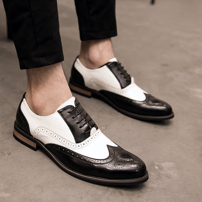 🐂Doble cuero🐂Zapatos brogue con bloques de color para hombre