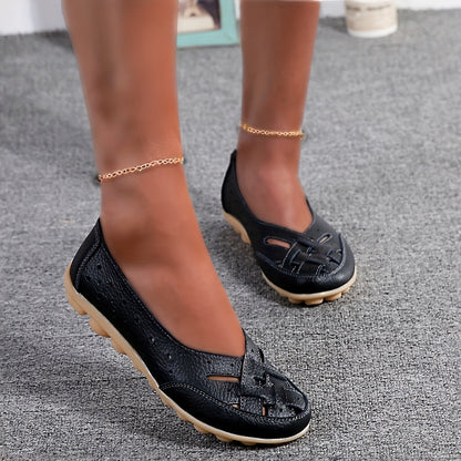 【Protección de los pies】Zapatos casuales transpirables y huecos sin cordones para mujer