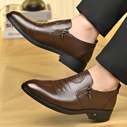 🐂Cuero🐂Zapatos de piel con doble cremallera para hombre