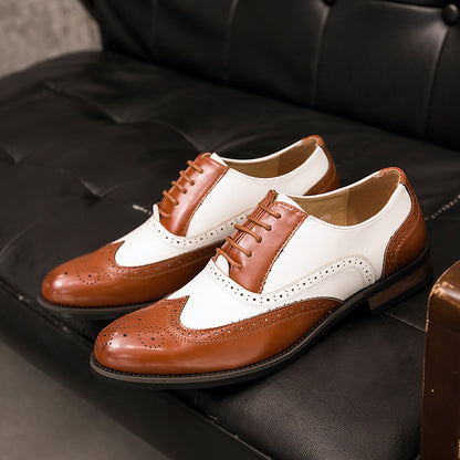 🐂Doble cuero🐂Zapatos brogue con bloques de color para hombre