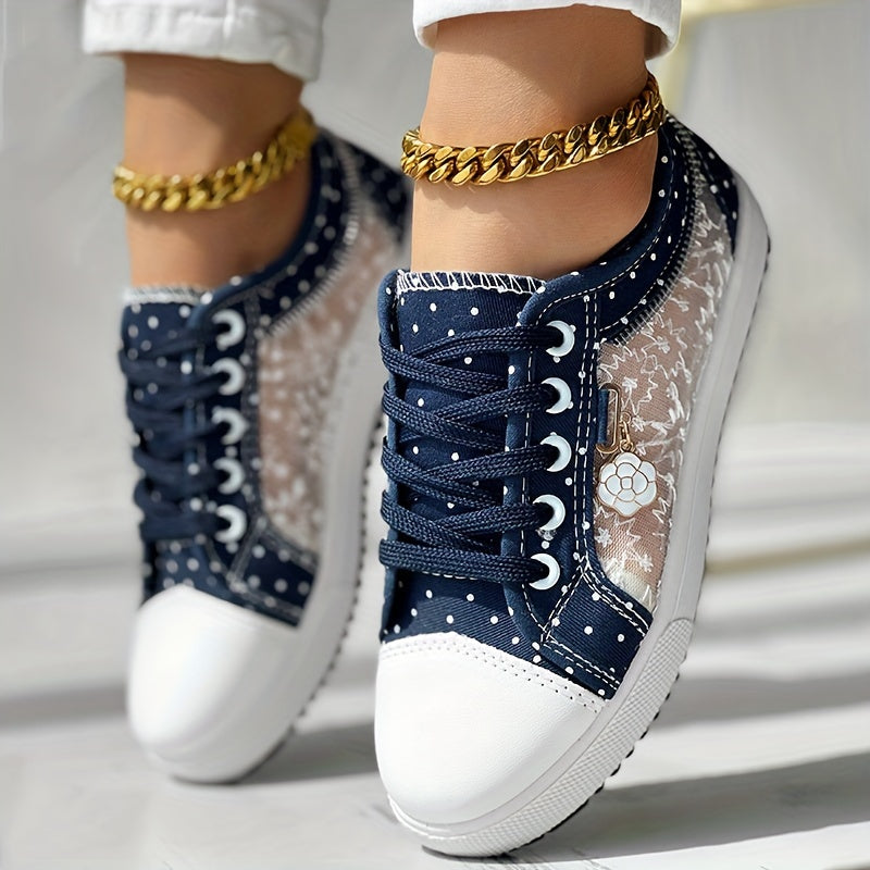 【Tratamiento ortopédico】Zapatillas deportivas azules con estampado floral para mujer