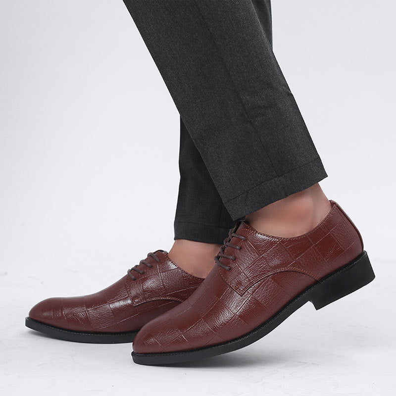 🐂Cuero🐂Zapatos de piel a cuadros con suela oxford para hombre