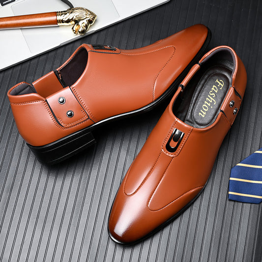 🐂Cuero🐂Zapatos sin cordones informales de negocios para hombre