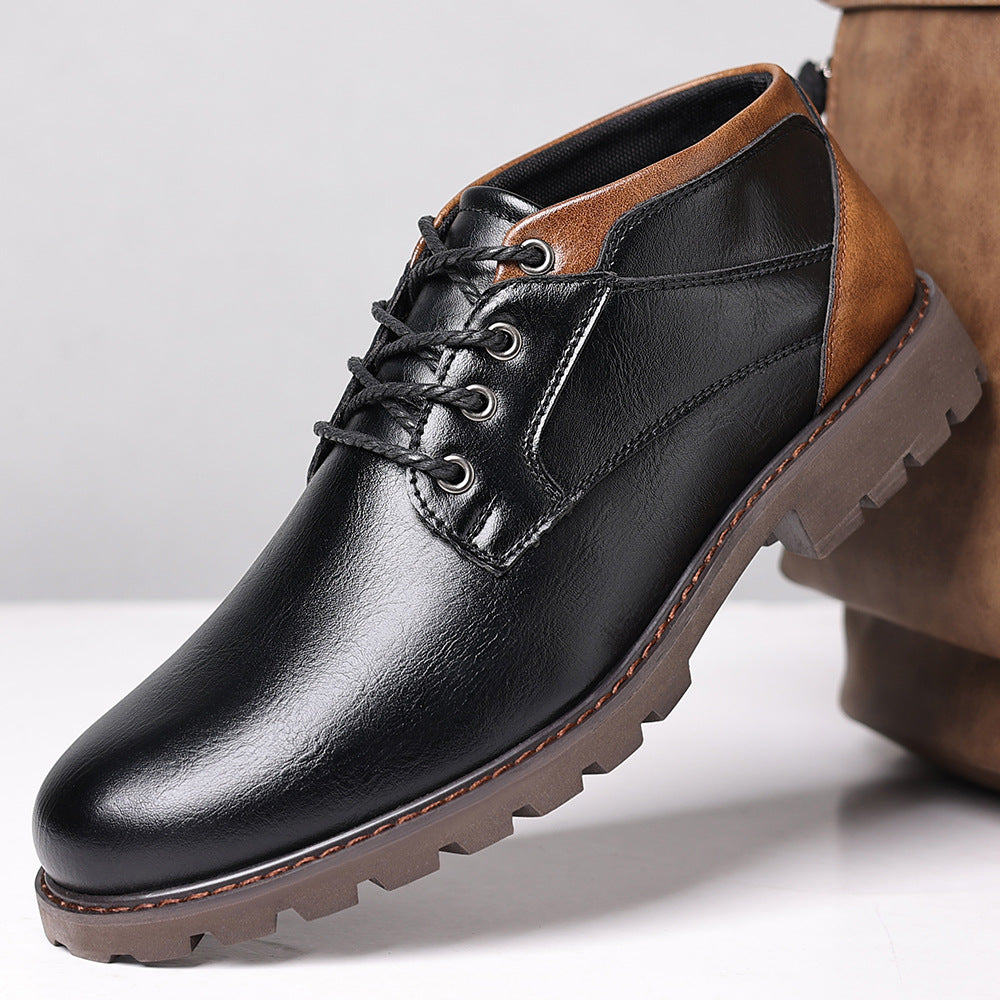 🐂Cuero🐂Botas Martin de cuero genuino de corte medio para hombre