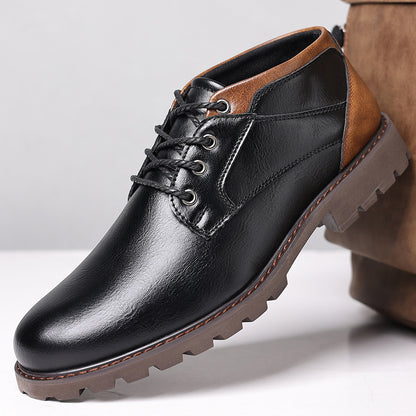 🐂Cuero🐂Botas Martin de cuero genuino de corte medio para hombre