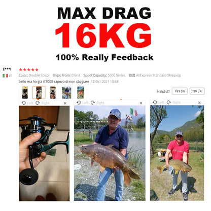 Carrete de pesca totalmente metálico