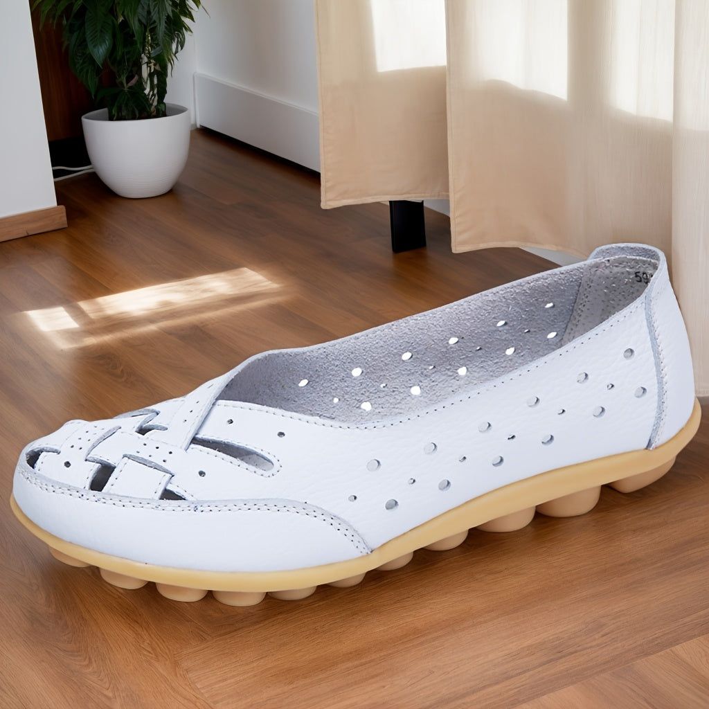 【Protección de los pies】Zapatos casuales transpirables y huecos sin cordones para mujer