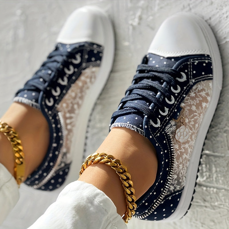 【Tratamiento ortopédico】Zapatillas deportivas azules con estampado floral para mujer