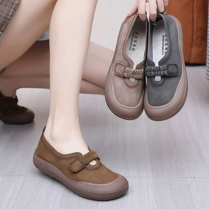 Zapatos de velcro elásticos con punta redonda