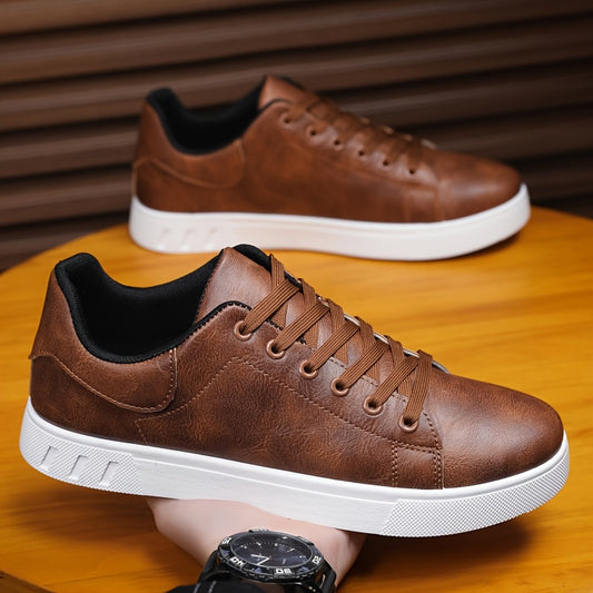 🐂Cuero🐂Zapatillas casuales con cordones de cuero genuino para hombre