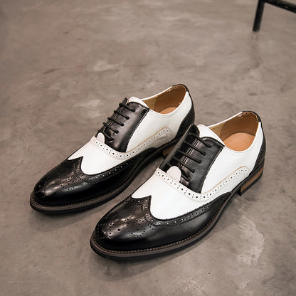 🐂Doble cuero🐂Zapatos brogue con bloques de color para hombre