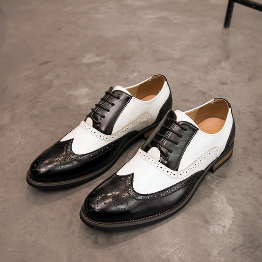🐂Doble cuero🐂Zapatos brogue con bloques de color para hombre