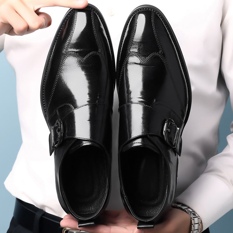 🐂Cuero🐂Zapatos de piel de una sola tira para hombre