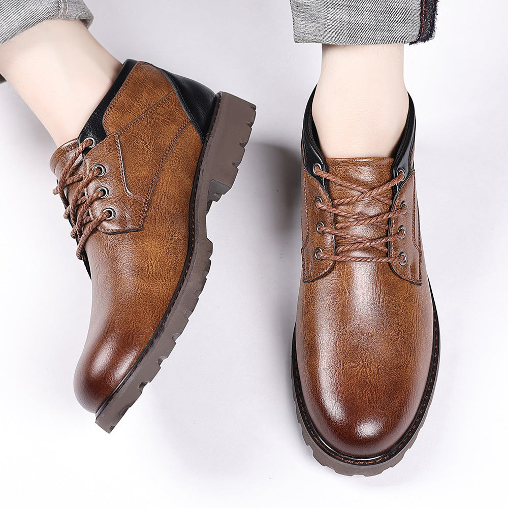 🐂Cuero🐂Botas Martin de cuero genuino de corte medio para hombre