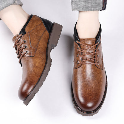 🐂Cuero🐂Botas Martin de cuero genuino de corte medio para hombre