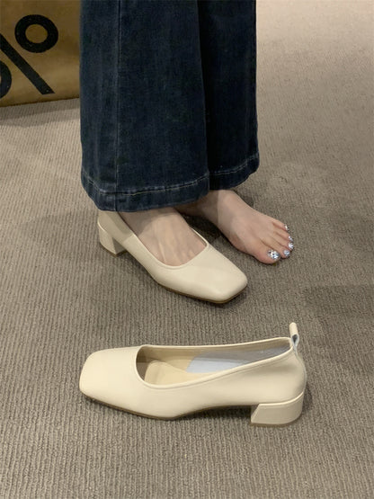 【Ortopedía】Zapatos de piel con punta cuadrada para mujer