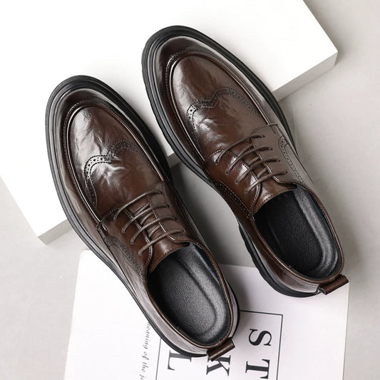 🐂Doble cuero🐂Zapatos brogue que realzan la altura de los hombres