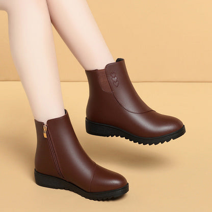 Zapatos de algodón y cuero suave (con forro polar)