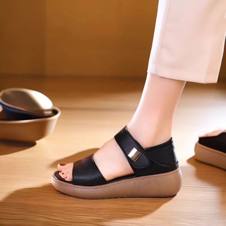 Sandalias de plataforma de piel suave