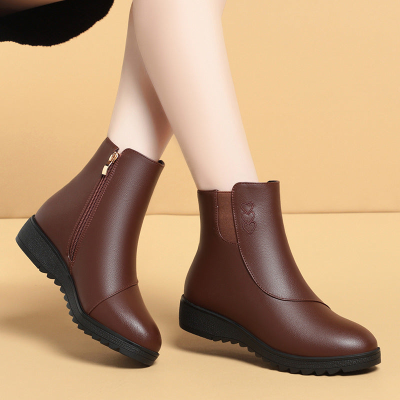 Zapatos de algodón y cuero suave (con forro polar)