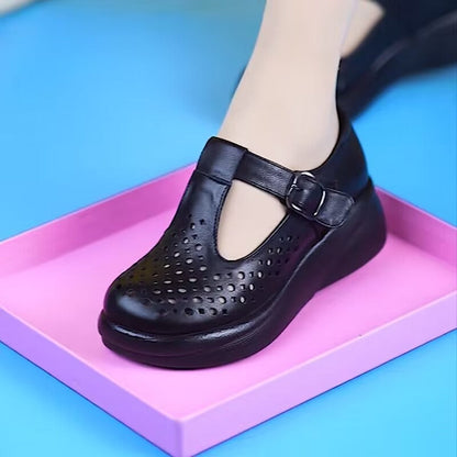 2025 nuevas sandalias con agujeros de cuero genuino