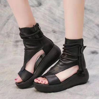 Zapatos de punta abierta con plataforma romana