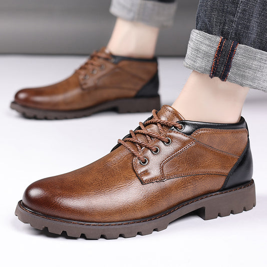 🐂Cuero🐂Botas Martin de cuero genuino de corte medio para hombre