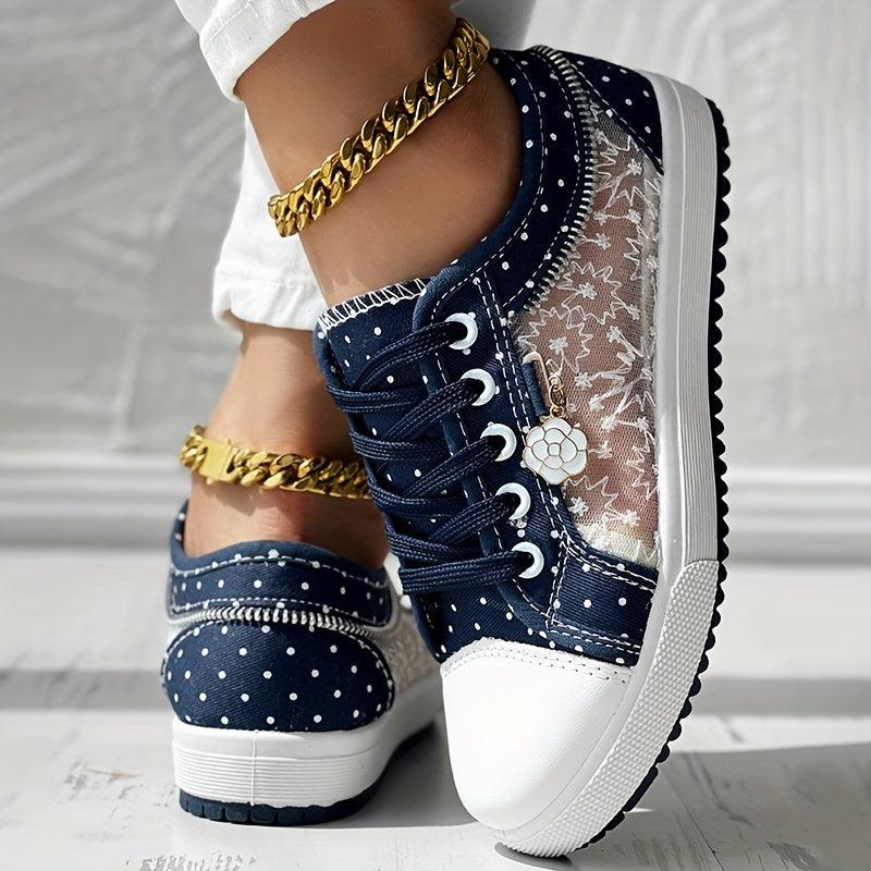 【Tratamiento ortopédico】Zapatillas deportivas azules con estampado floral para mujer