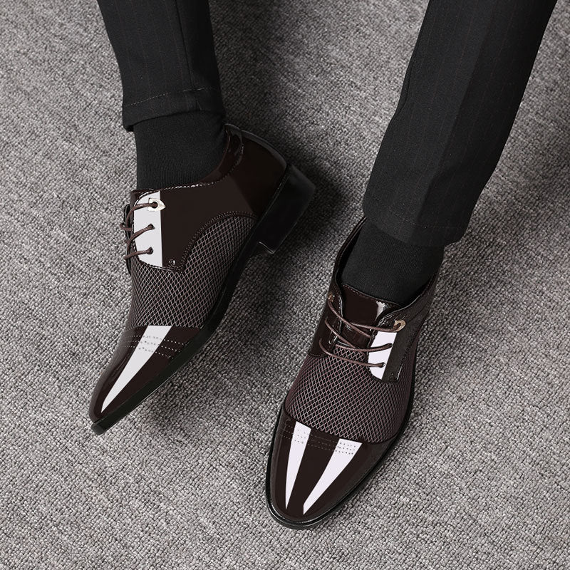 Zapatos casuales de malla y cuero para hombre