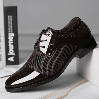 Zapatos casuales de malla y cuero para hombre